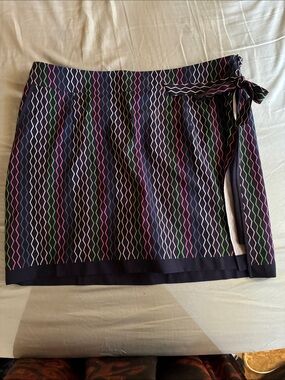 Navy Multi-Stripe Tie-Waist Skort